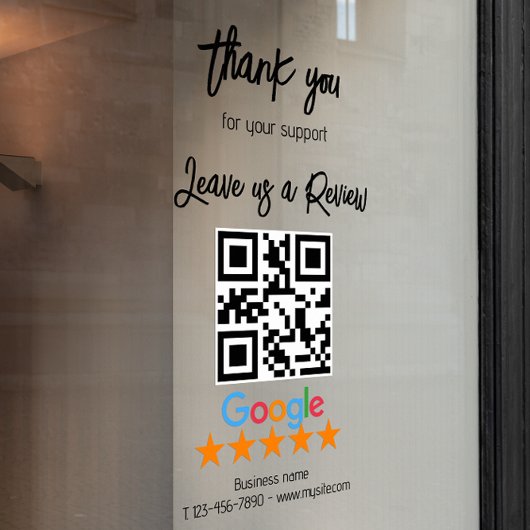 Google レビュー 私のビジネス 黒 QR コード ウィンドウサイン
