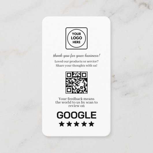 Google レビュー QR | カスタムビジネスフィードバックリンク 名刺 (正面)