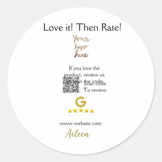 Google レビュー QR 注文 購入 ビジネス ラウンドシール (正面)