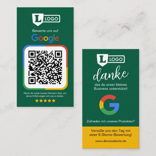 Google Bewertungskarte mit QR code  名刺 (正面/裏面)