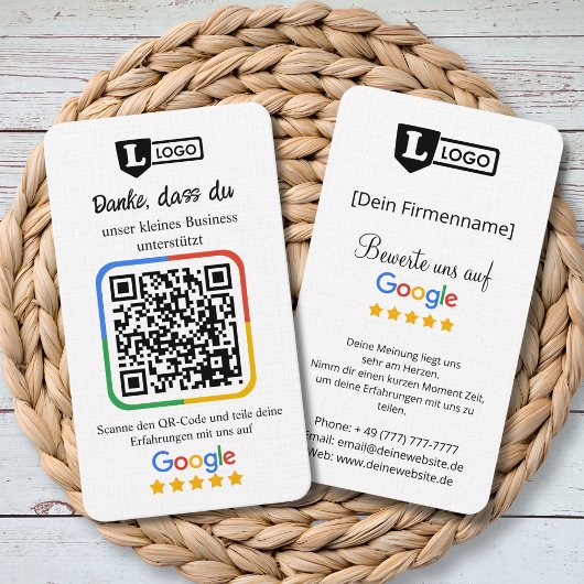Google Bewertungskarte mit QR code 名刺