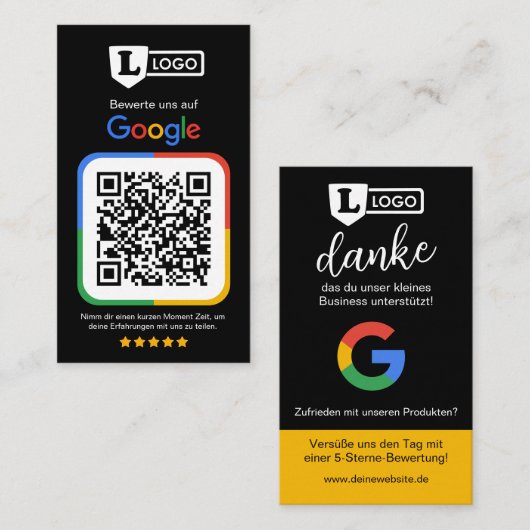 Google Bewertungskarte mit QR code  名刺 (正面/裏面)