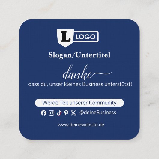 Google Bewertungskarte mit QR code Business Card  スクエア名刺 (裏面)