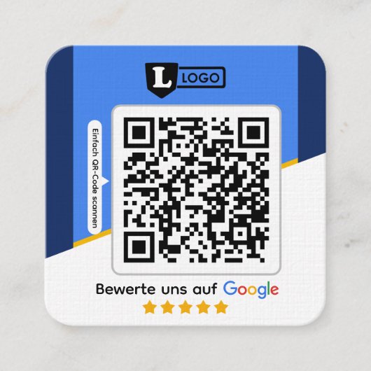 Google Bewertungskarte mit QR code Business Card  スクエア名刺 (正面)