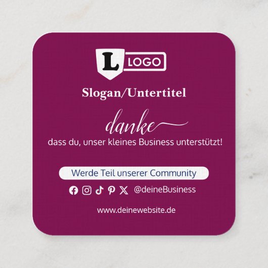 Google Bewertungskarte mit QR code Business Card  スクエア名刺 (裏面)