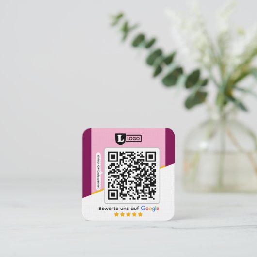 Google Bewertungskarte mit QR code Business Card  スクエア名刺 (スタンド正面)