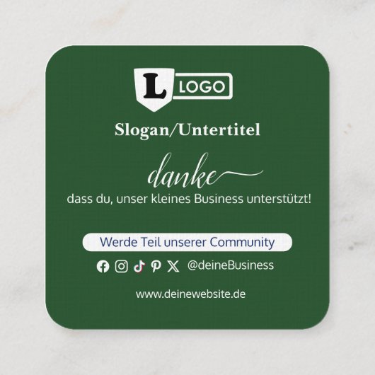 Google Bewertungskarte mit QR code Business Card  スクエア名刺 (裏面)