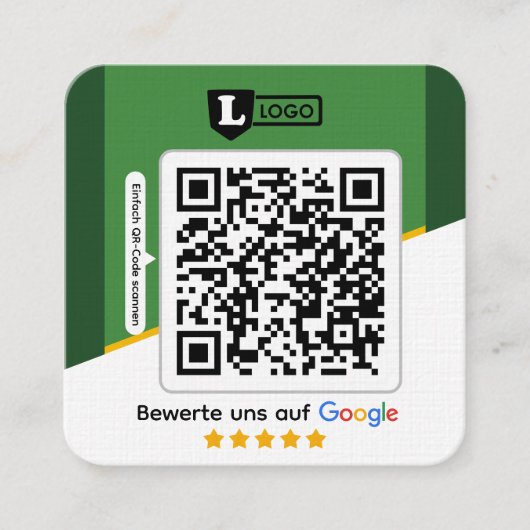Google Bewertungskarte mit QR code Business Card  スクエア名刺 (正面)