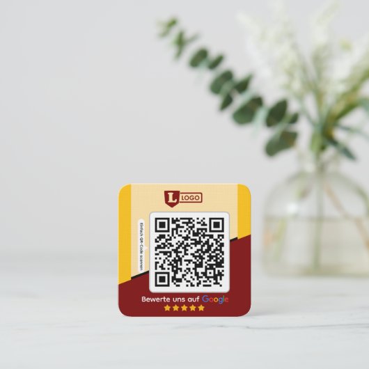 Google Bewertungskarte mit QR code Business Card スクエア名刺 (スタンド正面)