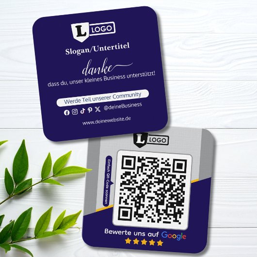 Google Bewertungskarte mit QR code Business Card  スクエア名刺