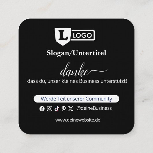 Google Bewertungskarte mit QR code Business Card  スクエア名刺 (裏面)