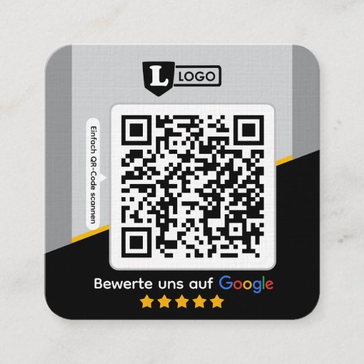 Google Bewertungskarte mit QR code Business Card  スクエア名刺 (正面)