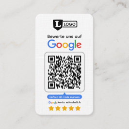 Google Bewertungskarte mit QR code Business Card  名刺