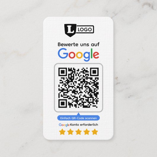 Google Bewertungskarte mit QR code Business Card  名刺 (正面)