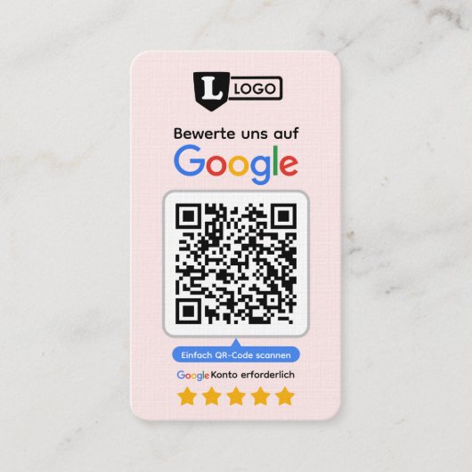 Google Bewertungskarte mit QR code Business Card  名刺 (正面)