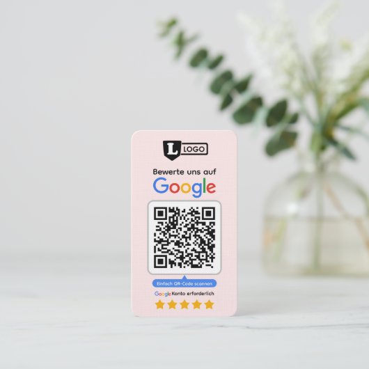 Google Bewertungskarte mit QR code Business Card  名刺 (スタンド正面)