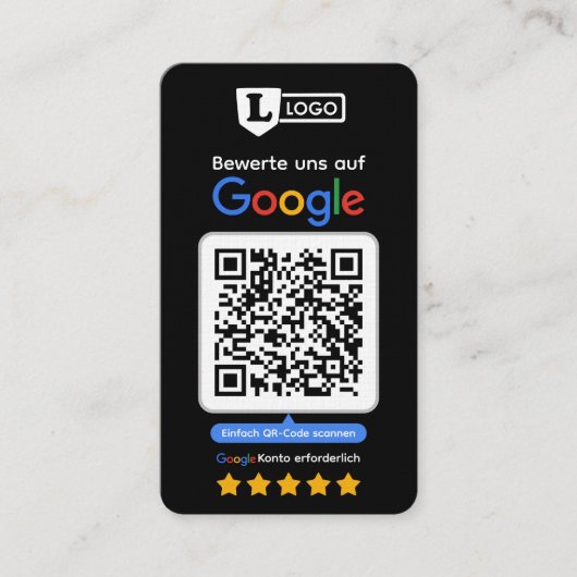 Google Bewertungskarte mit QR code Business Card  名刺 (正面)