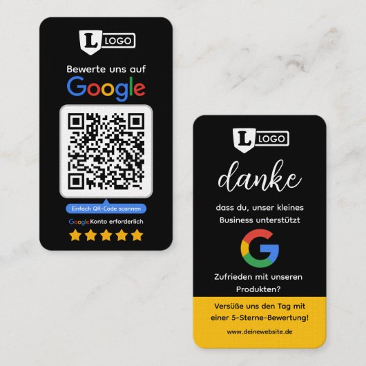 Google Bewertungskarte mit QR code Business Card 名刺 (正面/裏面)