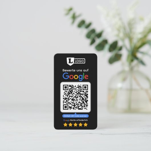 Google Bewertungskarte mit QR code Business Card  名刺 (スタンド正面)