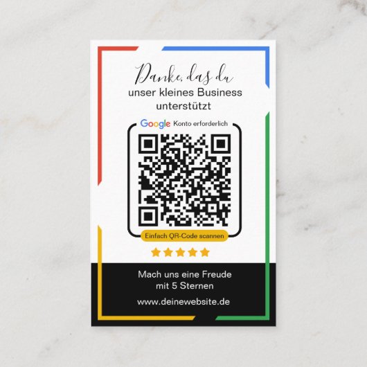 Google Bewertungskarte with QR code Business Card  名刺 (裏面)