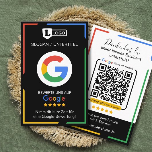 Google Bewertungskarte with QR code Business Card 名刺