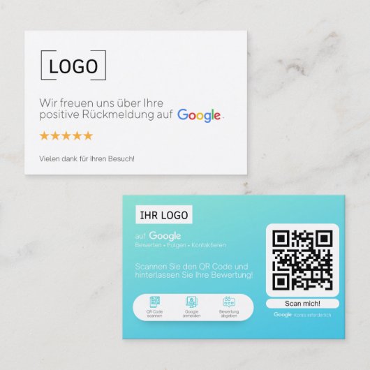 Google Bewertungskarten Visitenkarte  名刺 (正面/裏面)