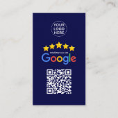 Google Businessレビュー5スターQrコードNavy Blue 名刺 (正面)