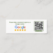 Google Business Review Green Minimalist コーリングカード (裏面)