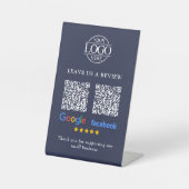Google & FacebookレビューQRコード ビジネスロゴ 台座サイン (正面)