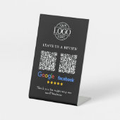 Google & FacebookレビューQRコード ビジネスロゴ 台座サイン (正面)