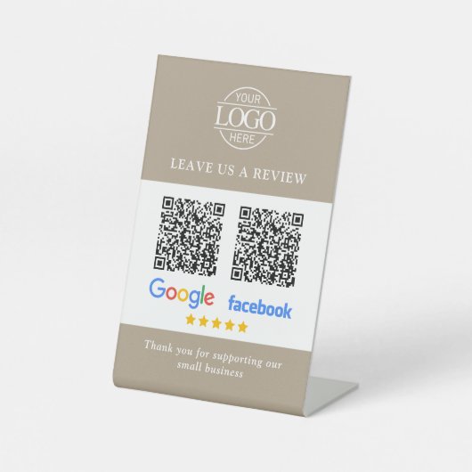 Google & FacebookレビューQRコード ロゴ入り 台座サイン (正面)