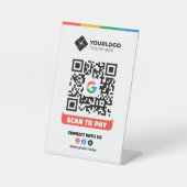 Google Pay ロゴ入り QR コード決済 台座サイン (正面)