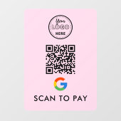 Google Pay QRコードスキャンしてロゴモダンピンクを支払う ウィンドウサイン (シート)