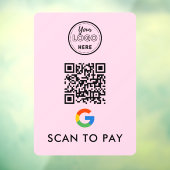 Google Pay QRコードスキャンしてロゴモダンピンクを支払う ウィンドウサイン (シート3)