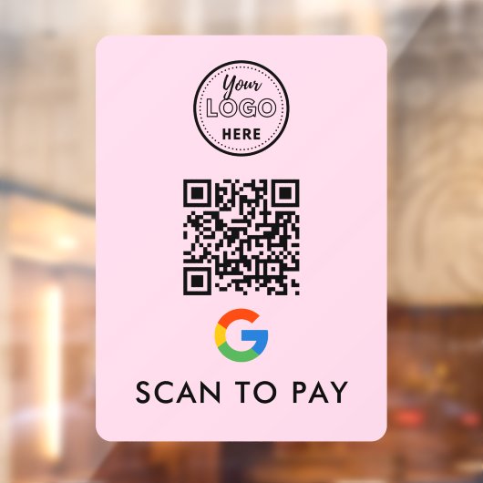 Google Pay QRコードスキャンしてロゴモダンピンクを支払う ウィンドウサイン (シート2)