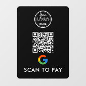 Google Pay QRコードスキャンしてロゴモダンブラックを支払う ウィンドウサイン (シート)