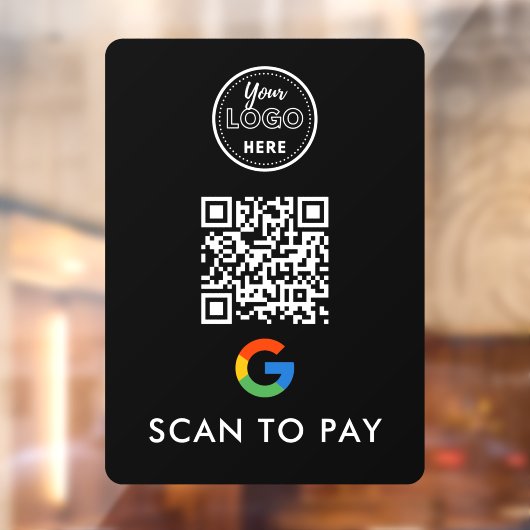 Google Pay QRコードスキャンしてロゴモダンブラックを支払う ウィンドウサイン (シート2)