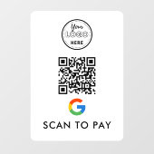 Google Pay QRコードスキャンしてロゴモダンホワイトを支払う ウィンドウサイン (シート)