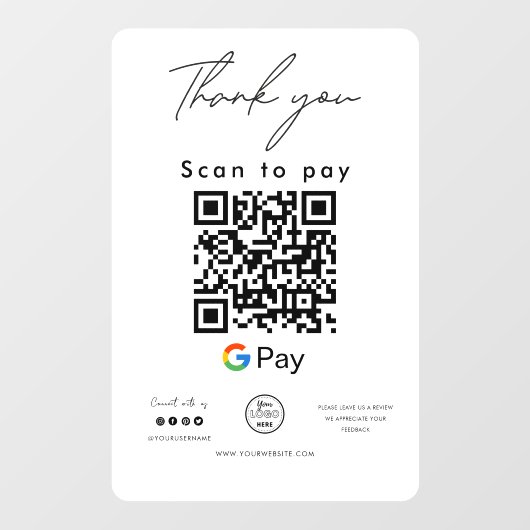 Google Pay QRコードロゴスキャンお支払いありがとうございます ウィンドウサイン (シート)