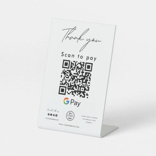 Google Pay QRコードロゴスキャンお支払いありがとうございます 台座サイン (正面)