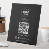 Google Pay QRコード支払 |スキャンして黒に支払う 台座サイン (インサイチュ)