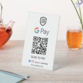 Google Pay QRコード支払 |支払い対象の白いスキャン 台座サイン (インサイチュ)