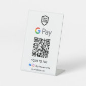 Google Pay QRコード支払 |支払い対象の白いスキャン 台座サイン (正面)