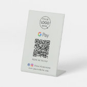 Google Pay QRコード |非接触決済グレー 台座サイン (正面)
