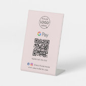 Google Pay QRコード |非接触決済ピンク 台座サイン (正面)