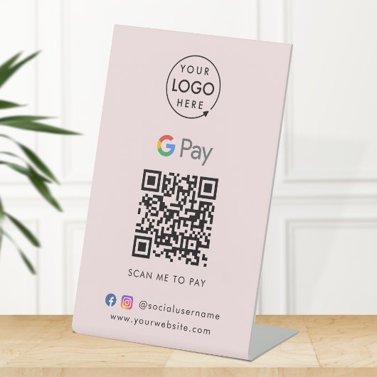 Google Pay QRコード |非接触決済ピンク 台座サイン