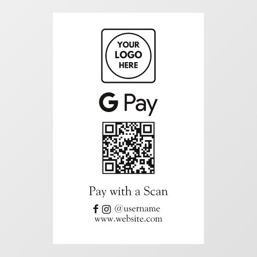 Google Pay QR | 非接触型ビジネス決済 ウィンドウサイン (シート)