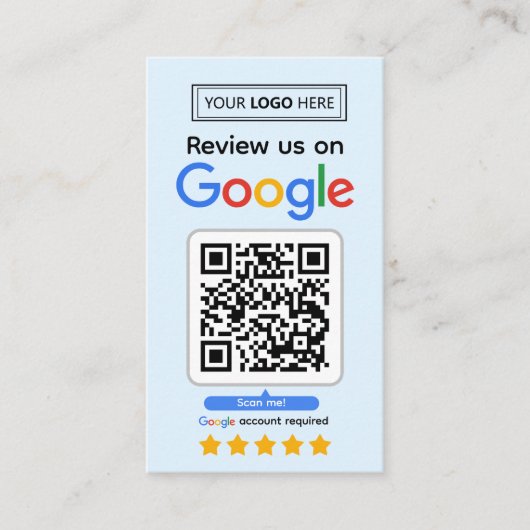 Google Review Business Cards with Logo and QR Code 名刺 (正面)