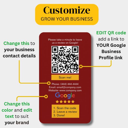 Google Review Business Cards with Logo and QR Code 名刺