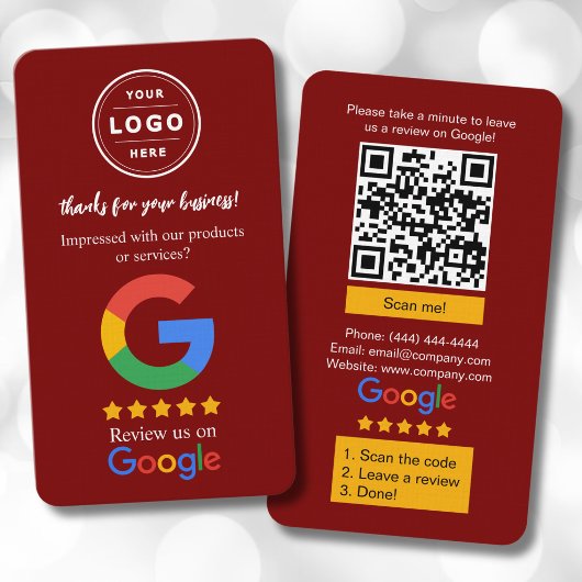 Google Review Business Cards with Logo and QR Code 名刺